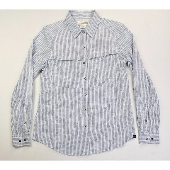 Exofficio Insect Shield Size Medium (8-10) Womens White Blue Brown Check Shirt - Picture 5 of 15